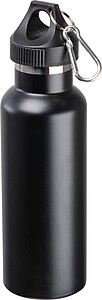 Vacuum flask, matt, 750ml with carabiner, black