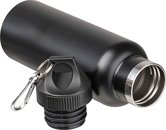 Vacuum flask, matt, 750ml with carabiner, black