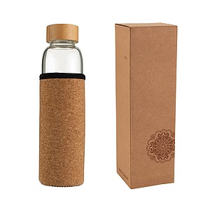 VANILLA SEASON INDAUR Water bottle made of borosilicate glass with cork sleeve, 500 ml