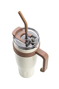 VANILLA SEASON MADURAI Thermo mug with straw, beige