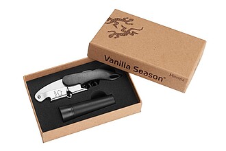 VANILLA SEASON MINNIPA Wine set of a two-lever metal corkscrew and vacuum stopper