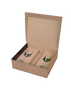 VANILLA SEASON PAPUA Gift box with two white wine glasses and space for bottle, 250 ml