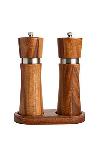 VANILLA SEASON SABARI Elegant salt and pepper mill set with a stand