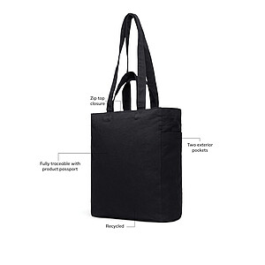 VINGA Hilo AWARE™ recycled canvas zip tote, black
