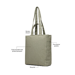 VINGA Hilo AWARE™ recycled canvas zip tote, green