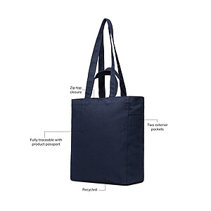 VINGA Hilo AWARE™ recycled canvas zip tote, navy