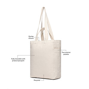 VINGA Hilo AWARE™ recycled canvas zip tote, off white