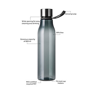 VINGA Lean RCS RPET waterbottle 800 ML, anthracite
