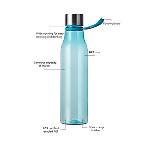 VINGA Lean RCS RPET waterbottle 800 ML, blue