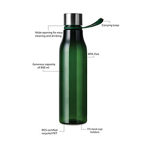 VINGA Lean RCS RPET waterbottle 800 ML, green