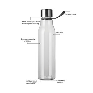 VINGA Lean RCS RPET waterbottle 800 ML, transparent