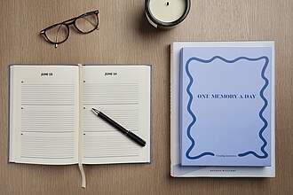 VINGA One memory a day GRS recycled paper journal, blue