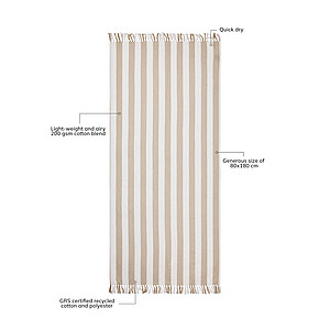 VINGA Ornos GRS recycled cotton hammam towel, beige, white