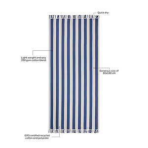 VINGA Ornos GRS recycled cotton hammam towel, blue, white