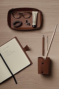 VINGA Timo PU RCS RPET pen holder, brown