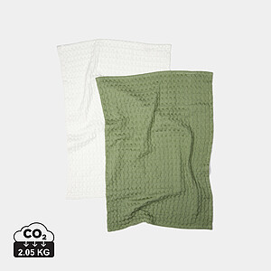 Waffle kitchen towel, 2 pcs, green