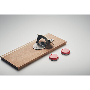 Wall mounted bottle opener in acacia wood and iron