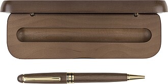 Walnut wooden twist ballpen Noa, brown