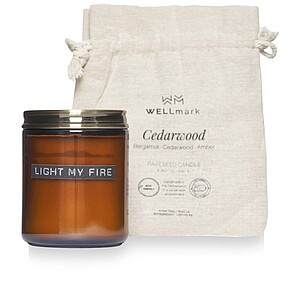 Wellmark cedar wood scented candle medium, amber heather