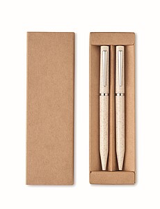 Wheat straw/ABS twist pen set, beige