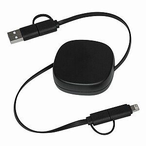 Wind up data cable, black