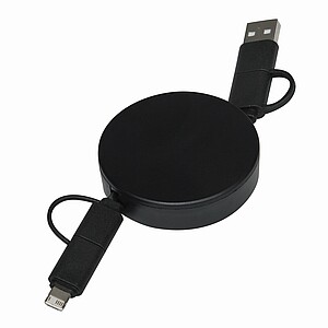 Wind up data cable, black