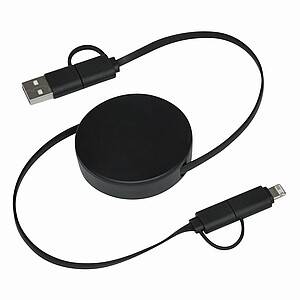 Wind up data cable, black