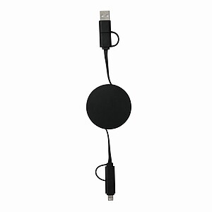 Wind up data cable, black