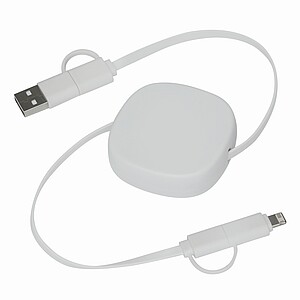 Wind up data cable, white