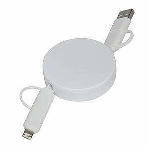 Wind up data cable, white