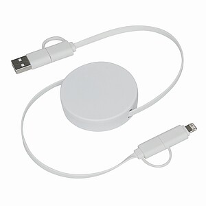 Wind up data cable, white