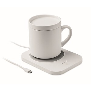 Wireless charger mug warmer set, white