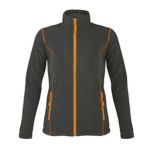 WOMENS MICRO FLEECE ZIPPED JACKET NOVA WOMEN, CHARCOAL GREY/ORANGE, M