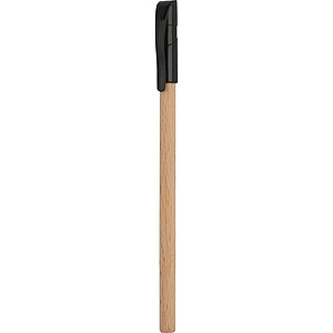 Wooden ballpen with black plastic cap