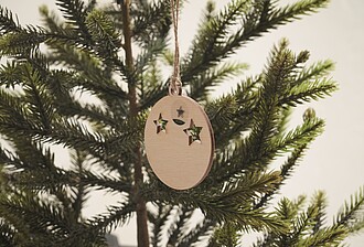 Wooden bauble shaped decoration