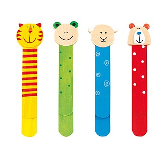 Wooden bookmarks 4-times assorted,colour coloured