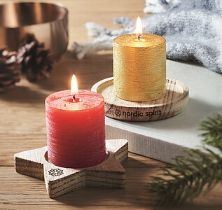 Wooden decorative plate with 88gr vanilla fragranced candle