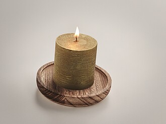 Wooden decorative plate with 88gr vanilla fragranced candle