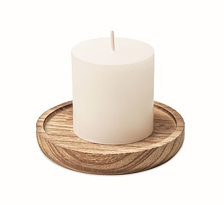 Wooden plate with candle