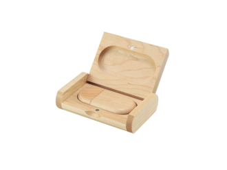 Wooden USB in a wooden box