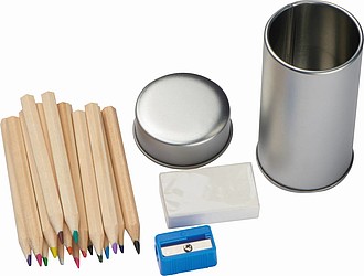 Writing set in metal box