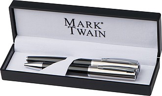 Writing set with ball pen and rollerball pen