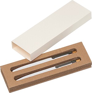 Writing set with pen and mechanical pencil made from recycled aluminium, white