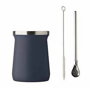 Yerba mate tea cup, french navy