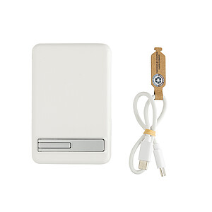 Zen RCS rplastic 5000 mah 5W magnetic bamboo powerbank, white