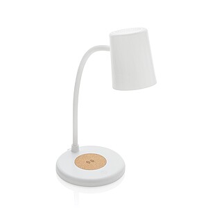 Zenara RCS recycled plastic and cork 15W wireless desk lamp, white