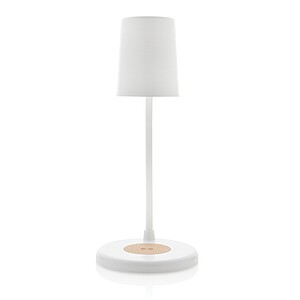 Zenara RCS recycled plastic and cork 15W wireless desk lamp, white