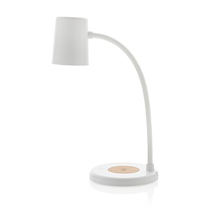 Zenara RCS recycled plastic and cork 15W wireless desk lamp, white