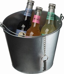 Zinc bucket with bottle opener