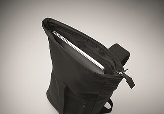 Zippered rolltop 15 inch laptop backpack